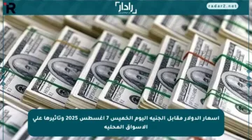 أسعار الدولار مقابل الجنيه اليوم الخميس 7 أغسطس 2025 وتأثيرها على الأسواق المحلية